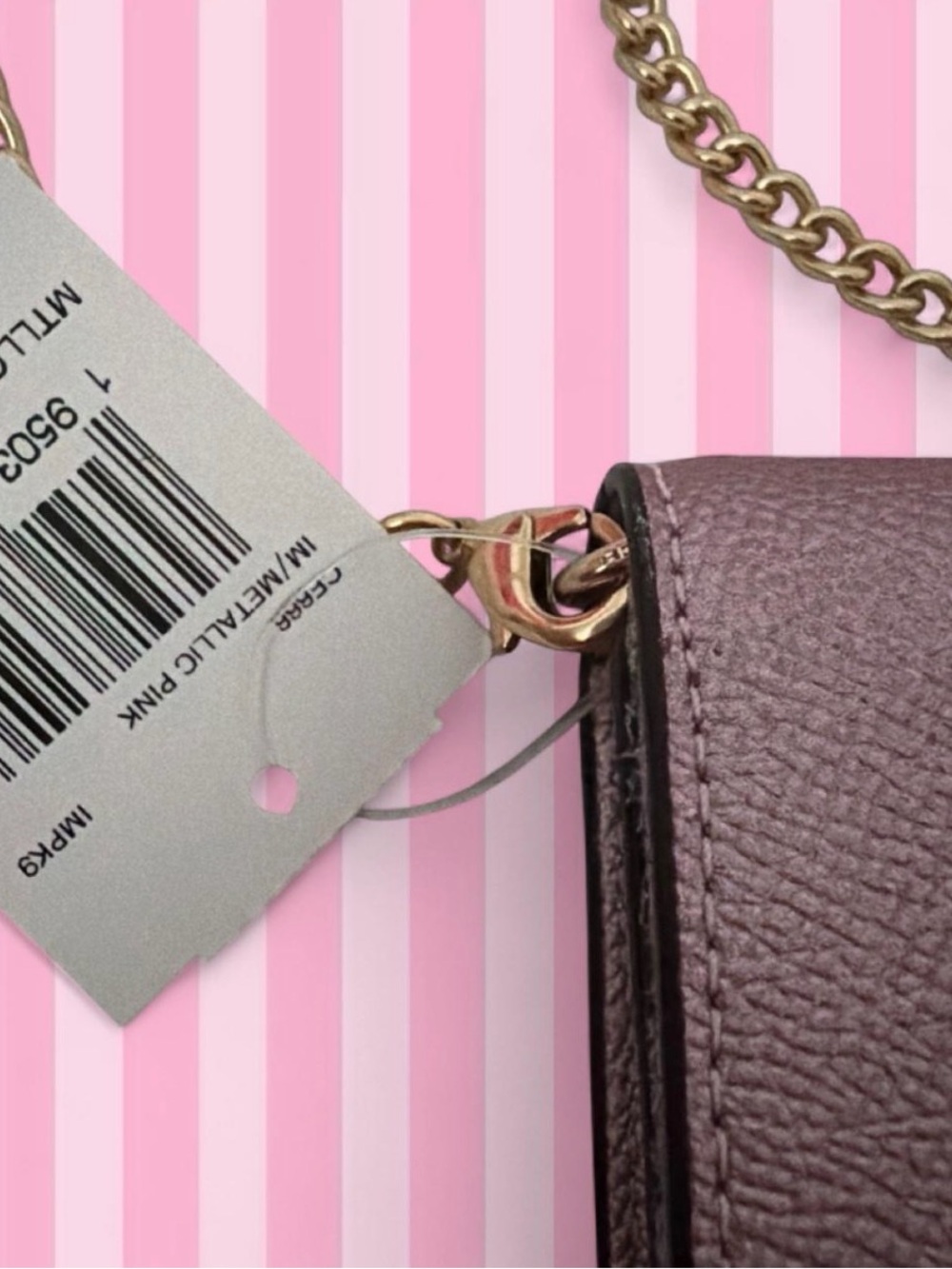 Coach Mauve Pink Crossbody with Gold Chain - Picture 4 of 5